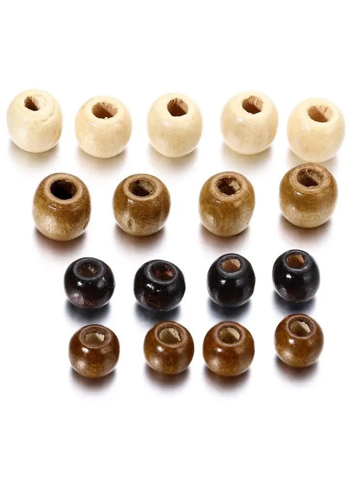 100 Stück 10–12 mm Vintage natürliche Holz-Abstandsperlen, Holz, großes Loch, lose Perlen, Dreadlock-Geflecht, DIY Makramee-Rosenkranz, Armband, Schmuck – Detail 7