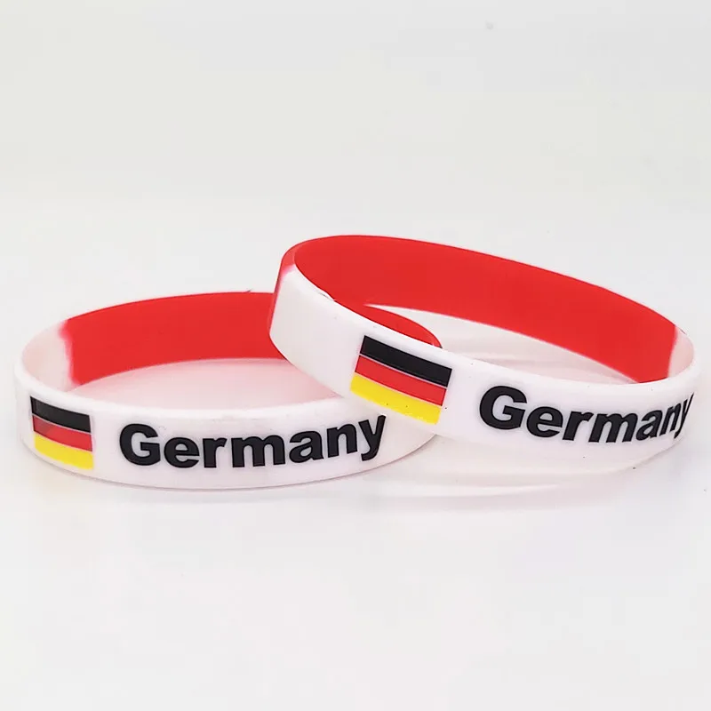 2 шт., браслет с гравировкой флага Германии для мужчин и женщин, спортивный силиконовый браслет на запястье, резиновый браслет с принтом, ювелирные аксессуары