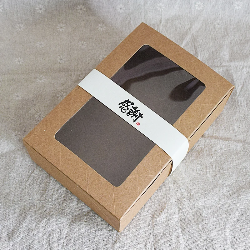 

20PCS 18x12x5cm Brown Kraft Paper Box With Window Gift Box Packaging Macaron Box Carton Box Packaging For Cookie
