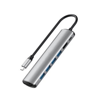 

USB C Hub 8 in 1 Portable Aluminum Alloy Hub With USB C Charging USB Compatible for More Type C Devices UY8