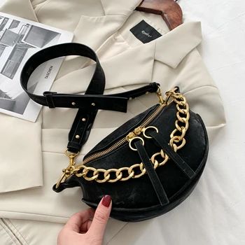 

Jin Mantang Gold Chain Design PU Leather Messenger Bag Women's Autumn New One Shoulder Messenger Bag Small Chest Bag Travel Bag