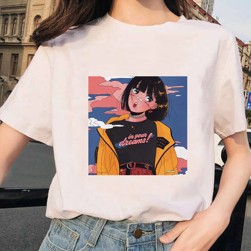 女性のための特大のモダンなtシャツ 芸術的なプリントの服 日本のスタイル カラフル T Shirts Aliexpress