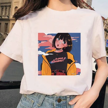 

Women's Oversized Fashion Shirts Oil Painting Graphic Tees Women Japan Style Tshirt Creative T Shirt Cute Sweet T-Shirt Colorful