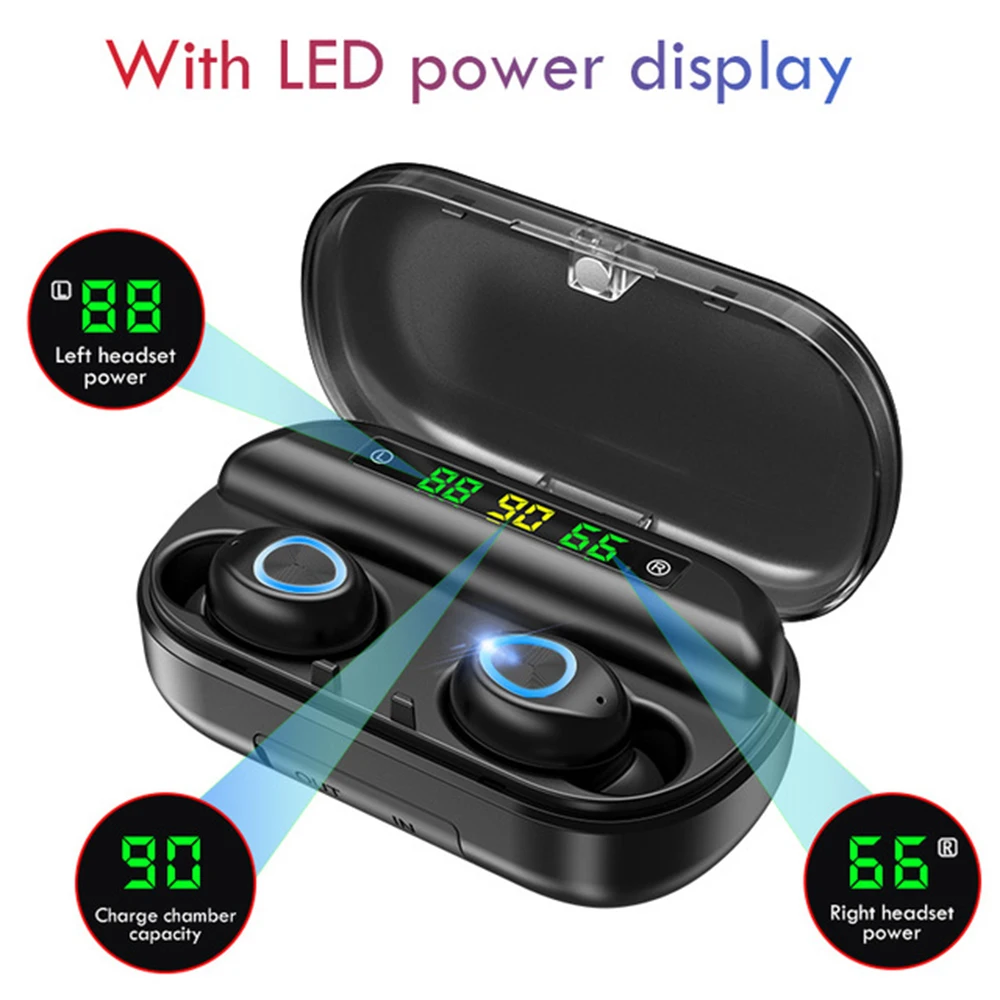 Горячие Мини невидимые наушники TWS Bass Sport HiFi Music 3 светодиодный цифровой дисплей