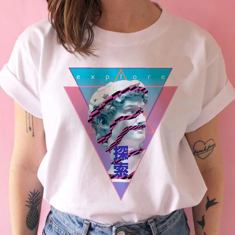 vaporwave aesthetic t shirt women korean grunge ulzzang tshirt kawaii 90s harajuku t-shirt female streetwear japanese top tee - Цвет: 733