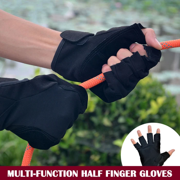 Newly 1 Pair Tactical Leather Gloves Half Finger Wear-resistant Anti-slip Gloves for Outdoor