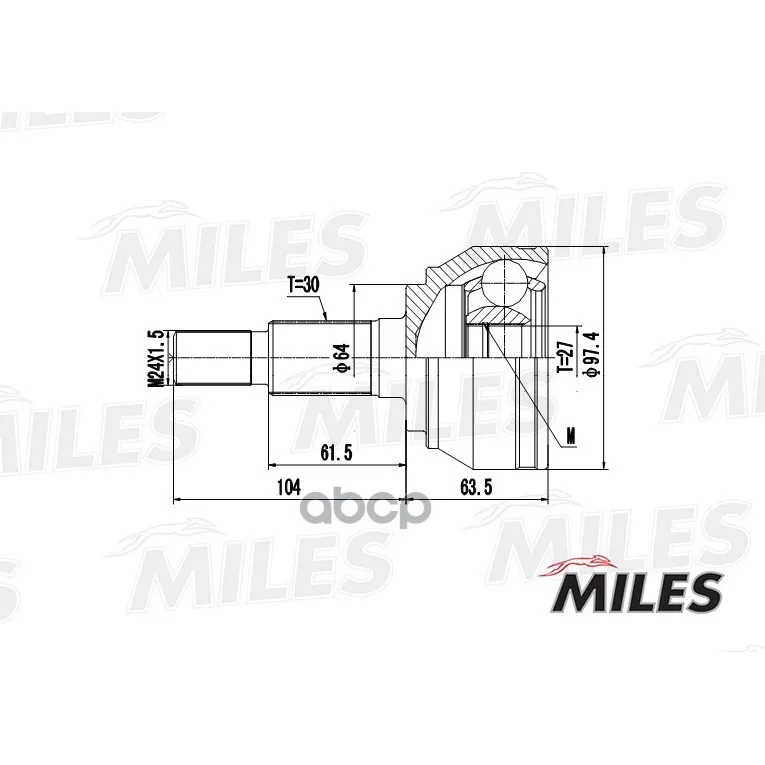 Шрус Audi Q7/Porsche Cayenne/Vw Touareg 3.0-6.0 02- Пер. Нар. Miles Ga20532 Miles арт. GA20532