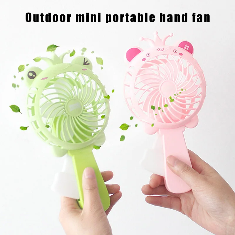 

Hot 2 Pcs Mini Fan Handheld Press Type Cute Cartoon Portable for Children Kids Gift MVI-ing