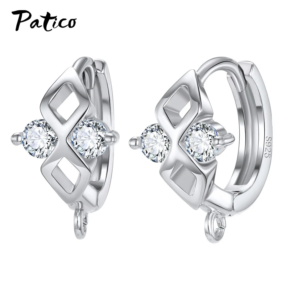 Model 26201 Wholesale 925 Sterling Silver Hook Earring DIY Accessories Crystal AAA Cubic Zirconia Handmade Earrings Jewelry Making Findings - Цвет: Model 26201
