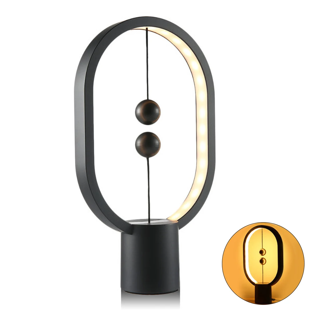 LED Mini Table Lamp Desktop Lamp Bedroom Lamp Oval Magnetic Air Switch Eye Protection Night Light Touch Control Lamp Lighting