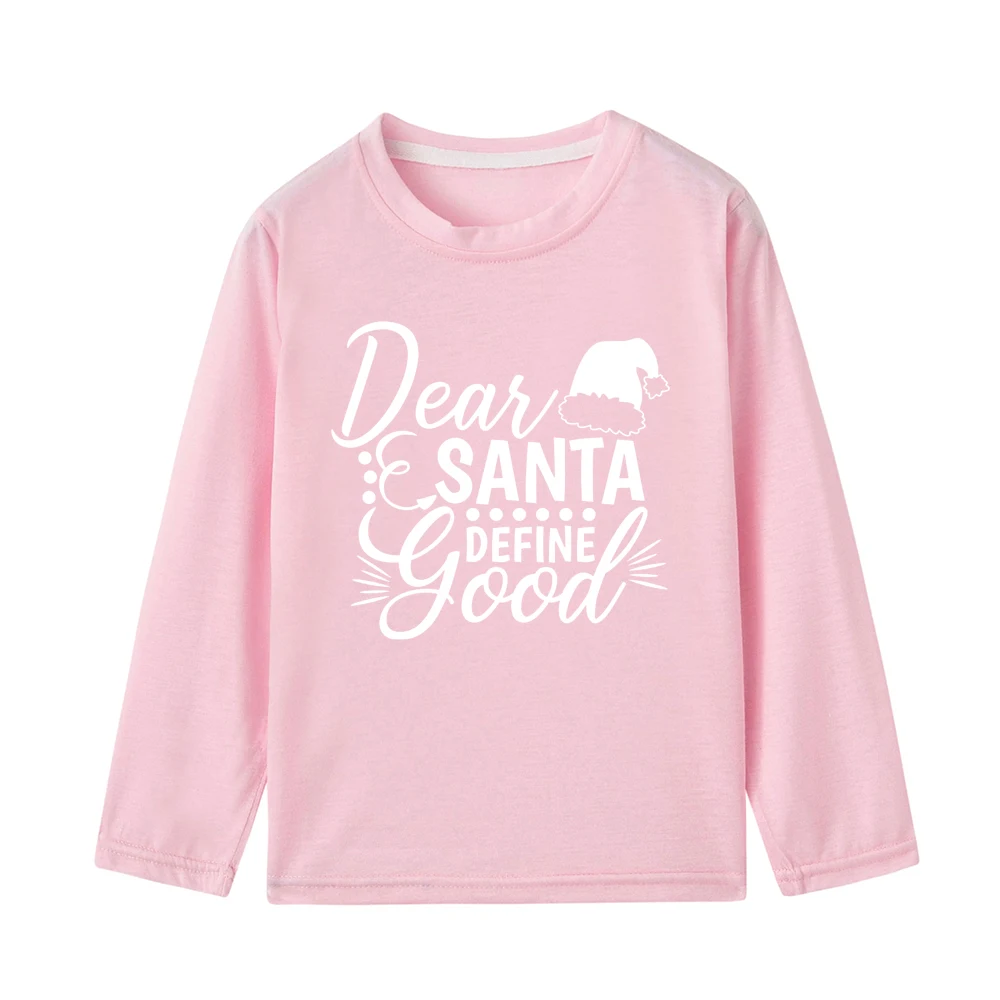Dear Santas/детская Рождественская футболка с длинными рукавами; Милая Рождественская одежда унисекс с буквенным принтом для мальчиков и девочек; модная одежда