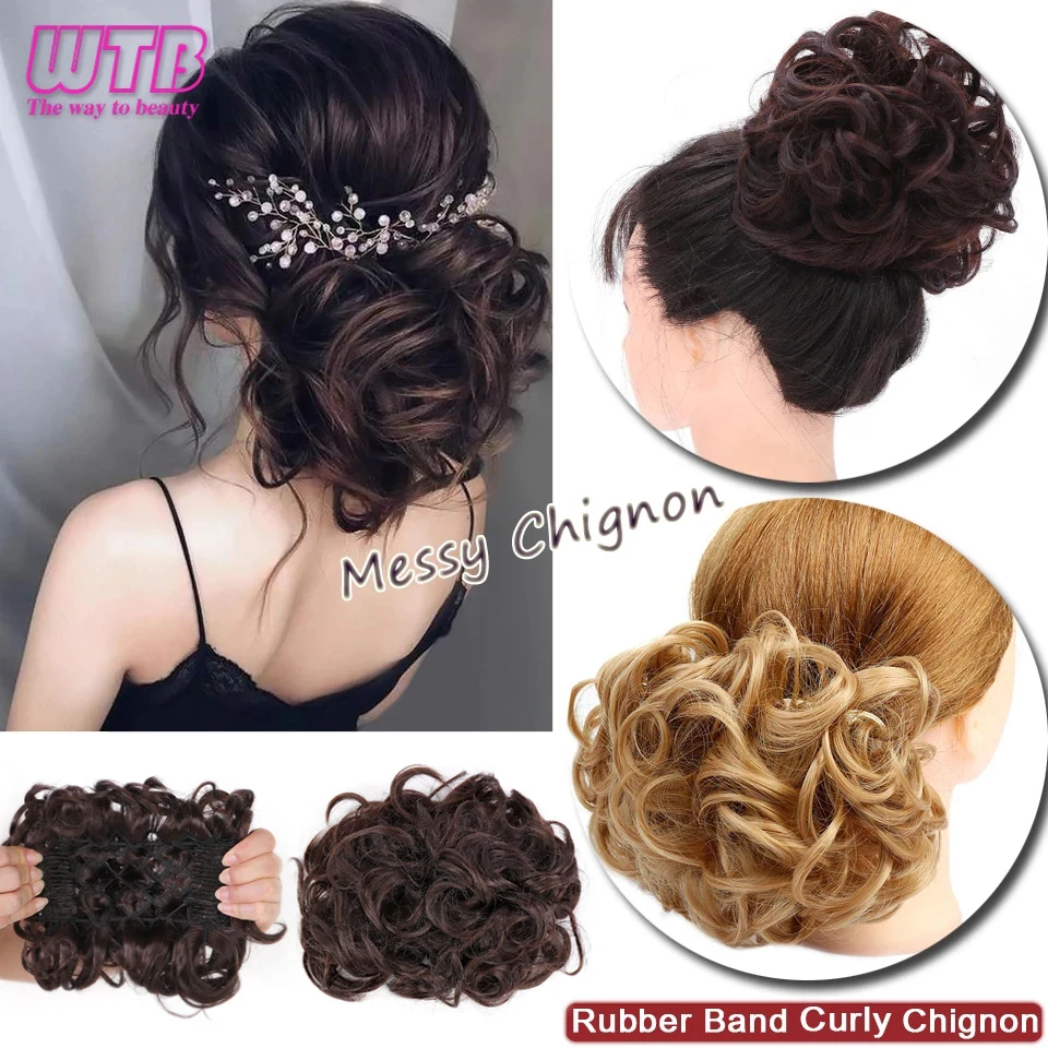 WTB Synthetic Chignon Messy Scrunchie 2 Plastic Comb Elastic Band Updo