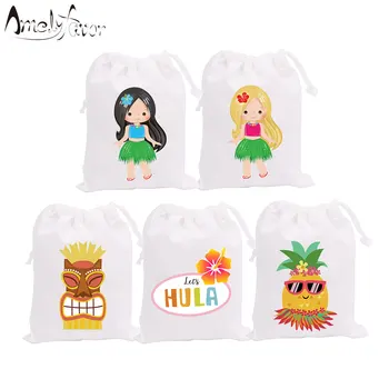 

Hawaii Girls Theme Party Favor Bags Candy Bags Gift Bag Holiday Hula Girl Luau Pineapple Decorations Party Container Supplies