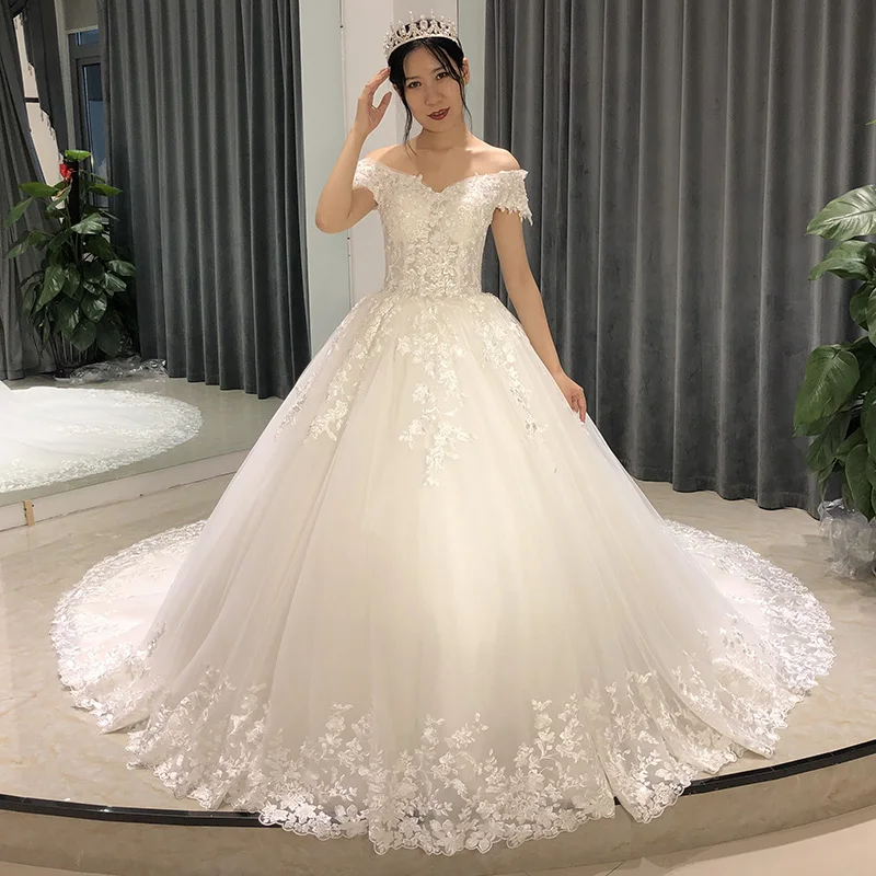 SL-6804 Customized wedding dress off shoulder vintage elegant lace