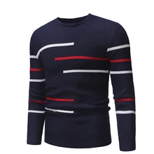 Zogaa New Male Pullover Sweater Striped Patchwork Slim Fit Knitted Sweaters 2019 Autumn Winter Warm O Neck Casual Sweaters M-XXL