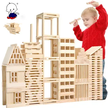 

Wooden 100 pieces of building model building blocks children's intellectual puzzle pile building blocks early education toys