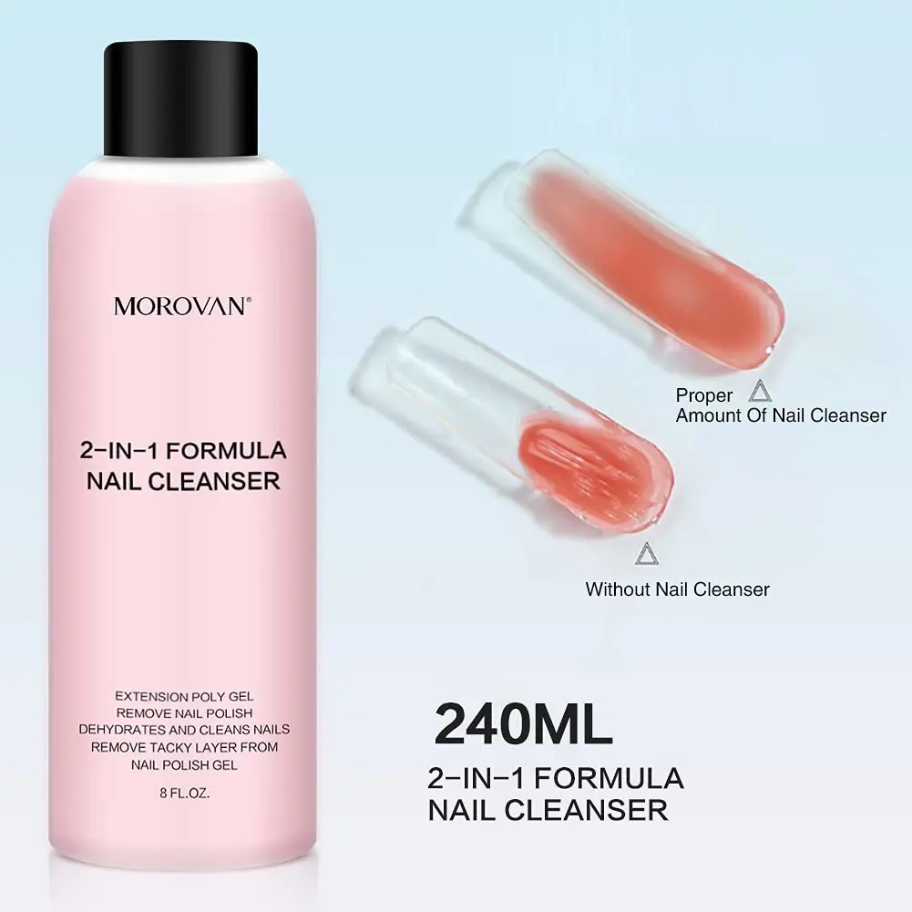 8oz Nail Cleanser 2 in 1 (Poly Nail Extension Gel Slip Solution+Professional Nail Cleanser) Nail Polish Remover Lint-free Slip 3