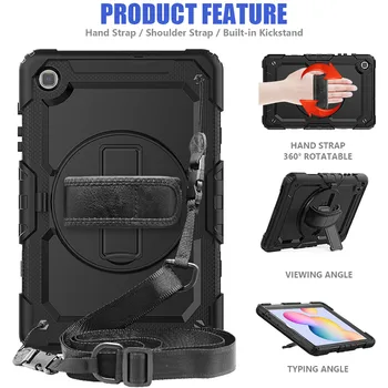 

360 Rotation Heavy Shockproof Tablet Protective Cover For Samsung Galaxy Tab S6 Lite 10.4 inch 2020 SM-P610 P615 Case with Strap