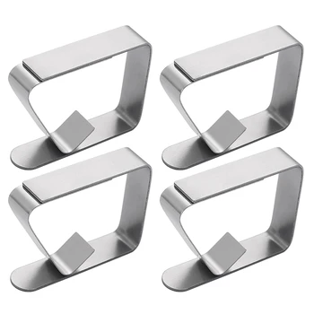 

4 Pcs Stainless Steel Tablecloth Clip,Non-Slip Adjustable Table Cover Clamps Clip for Parties Picnics