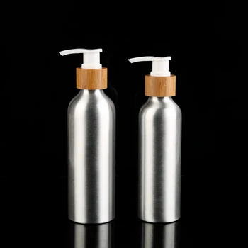 

Cosmetic package 24/410 30ml 50ml 100ml 120ml 150ml 250ml Luxury perfume aluminum bottle with bamboo spray/pump lotion cap