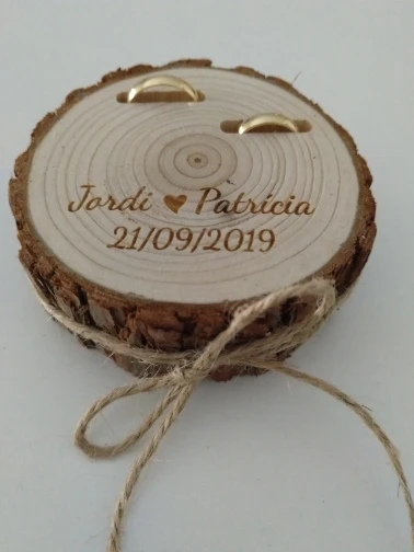 Personalized Ring Holder Customized Wedding Bearers Box Wood Engagement Slice 