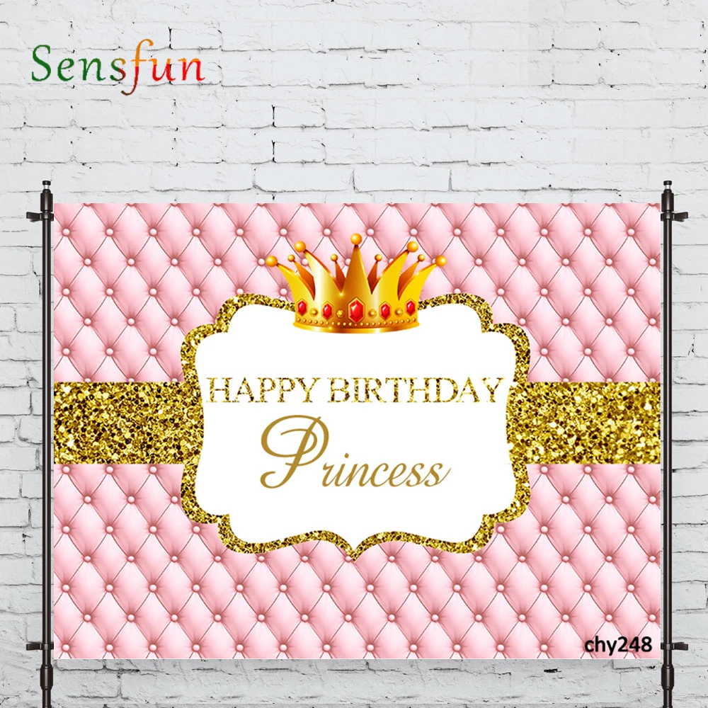 

Sensfun background for photo studio Headboard Pink Crown princess birthday photocall photobooth decor studio custom shoot prop