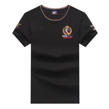 

100% Cotton Men's t-shirts Short Sleeve High Quality Embroidery Black White Shirts Brand Tace & Shark t shirt for men