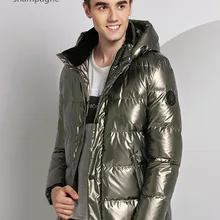 Высококачественная Мужская Зимняя Толстая теплая короткая куртка с капюшоном на утином пуху, однотонная верхняя одежда, черный, серый цвет, shampagne