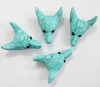 

natural stone opal Turquoises agates Carving Wolf Head shape Pendant for diy jewelry making Bracelet necklac Accessories 2pcs