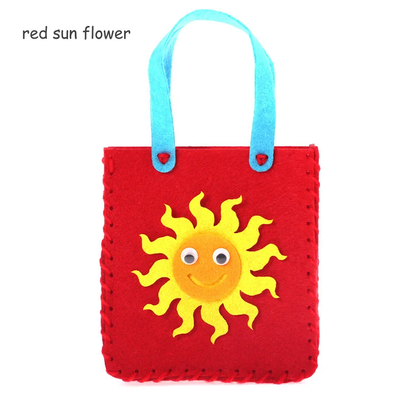 red sun flower Детская мультяшная Нетканая ткань ручной работы сумка DIY животные цветок Детские сумки игрушки ремесла Искусство шитье игрушек Ремесло Декор - Цвет: red sun flower
