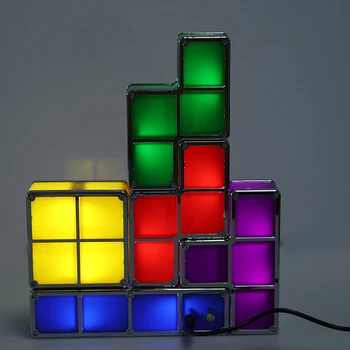 

DIY Tetris Night Light Stackable 7 Pieces LED Induction Interlocking Lamp