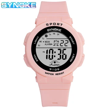 

SYNOKE Children Watch Pink Electronic Clock For Boy Girl Analog Digital Alarm Sport Waterproof Luminous Student Wrist Watch