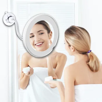 

Makeup Mirror with LED Light Vanity Mirror Mirror 10X Magnifying Adjustable 360 Rotation Flexible Mounted Wall Bathroom Mirror