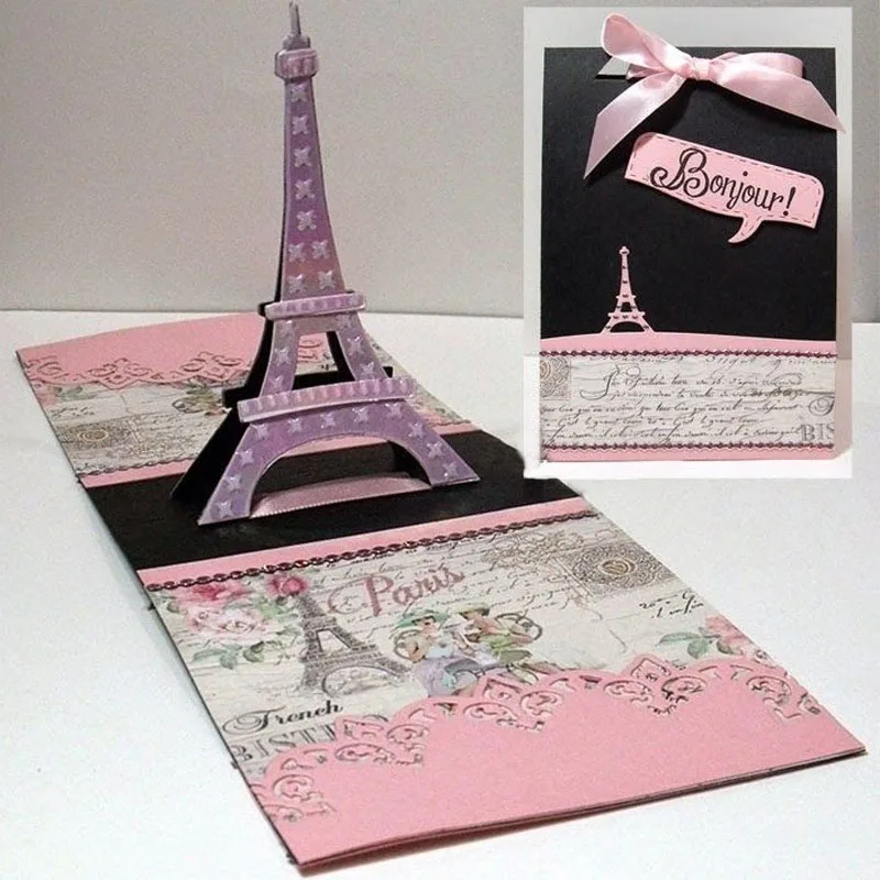 

Paris Eiffel Tower Pop Up Metal Cutting Dies Set For Crafts Paper Cards DIY Scrapbooking Embossing Making Template 2020 New