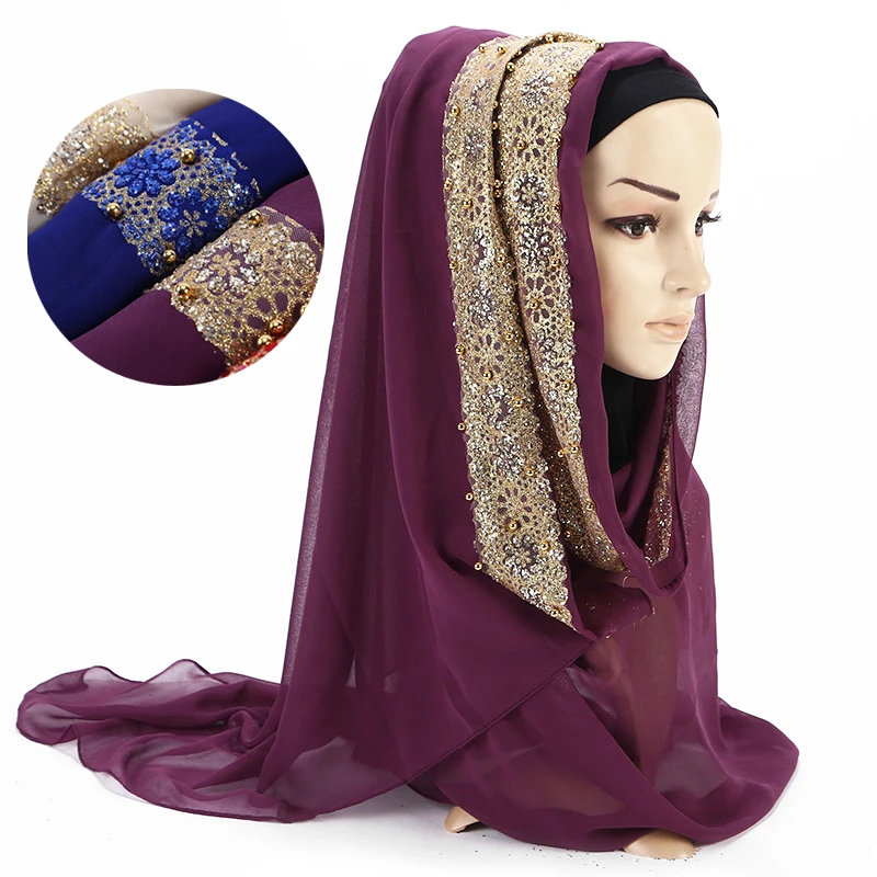 Elegante Frauen Dame Solid Bubble Chiffon Schal Muslim Hijabs Kopftuch