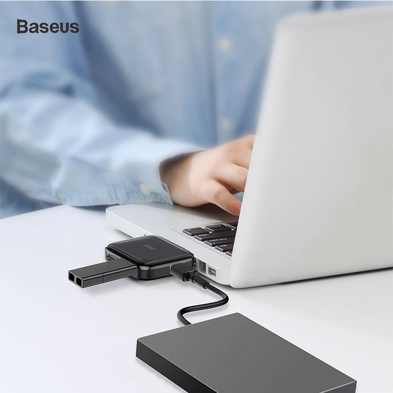 Baseus 4 в 1 usb-хаб с микро портом для питания, портативный мульти usb разветвитель адаптер зарядное устройство концентратор Бесплатный драйвер для ноутбуков