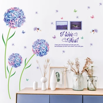 

DIY Purple Hydrangea Flower Photo Wall Sticker TV Sofa Background Bedroom Home Decor Decorative Poster Mural Art Window Stickers