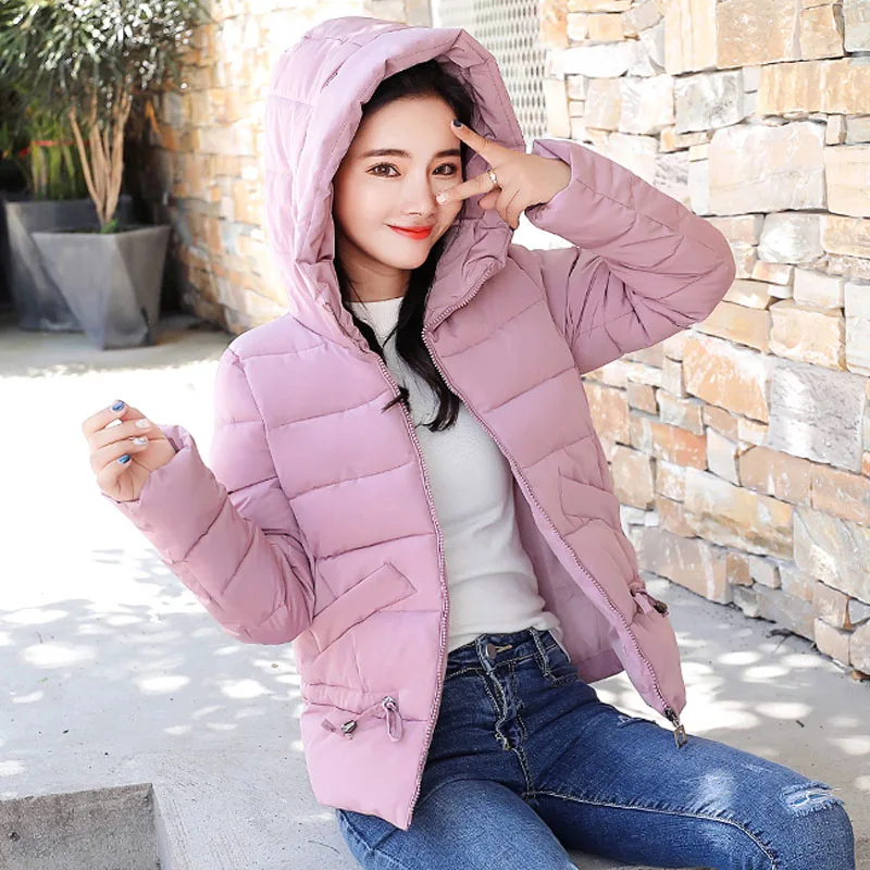 

Winter new Korean slim jacket warm hooded coat women plus size padded