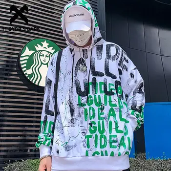 

11 BYBB'S DARK Color Block Letter Printed Pullover Men Autumn Harajuku Streetwear Hooded Sweatshirt Hip Hop Casual Cotton Hoodie