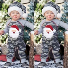 Комплект для малышей; Рождественский камуфляжный комбинезон с Санта-Клаусом для маленьких мальчиков и девочек; Спортивный костюм; L501018