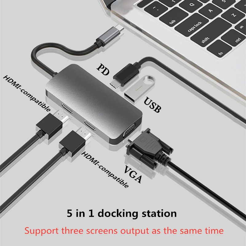 MST Dock Station Dual HDMI-compatible 4K Dual Monitor USB C Adapter USB 3.0 VGA RJ45 PD for Macbook Pro Type C Docking