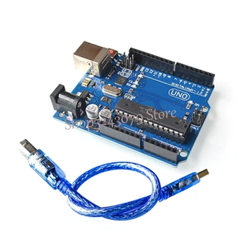 

high quality One set UNO R3 Official Box ATMEGA16U2+MEGA328P Chip For Arduino UNO R3 Development board + USB CABLE