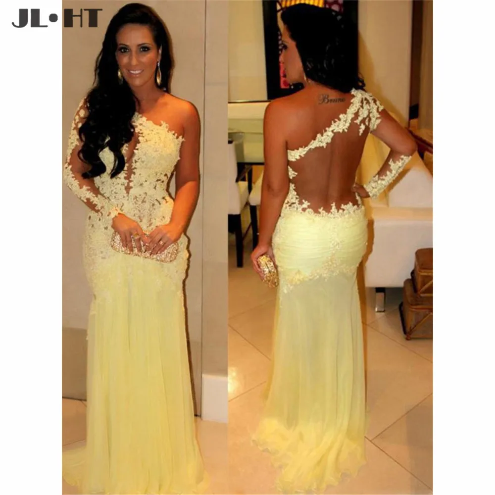 

Elegant One Shoulder Evening Dresses Long with Appliques Lace Prom Gown Long Prom Dress Chiffon Evening Gowns