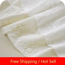 Хлопок 3D вышитое цветочное кружево ткань занавеска ткань юбка ширина 130 см домашний DIY аксессуары бежевый белый