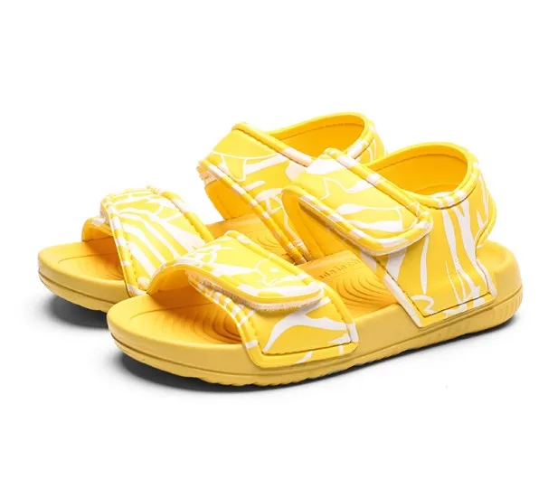 H42-yellow Детские сандалии г. Летние модные Нескользящие сандалии для мальчиков и девочек обувь для маленьких девочек с рисунком из аниме Европейский Размер 23-31 - Цвет: H42-yellow