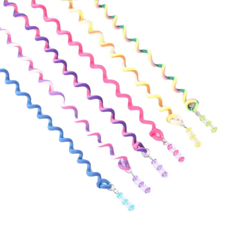 Colorful 6 шт., детская спиральная завивка волос для девочек, стильный Твистер, клипсы, милый Радужный цвет, инструмент для плетения, эластичная повязка на голову, аксессуар с бусинами - Цвет: Colorful