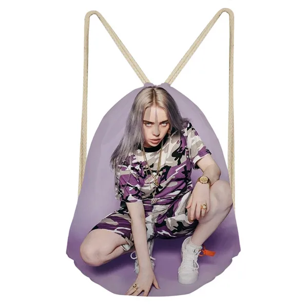 ThiKin Горячая Billie Eilish печать Модный шнурок сумка для девочек Дорожная емкость рюкзак Aily Softback леди пляж Mochila