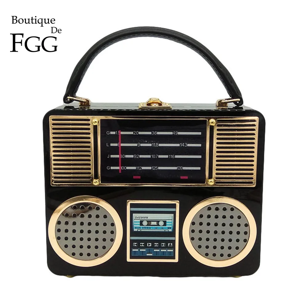 Женская сумка через плечо Boutique De FGG дизайнерская акриловая тоут с радио в ретро