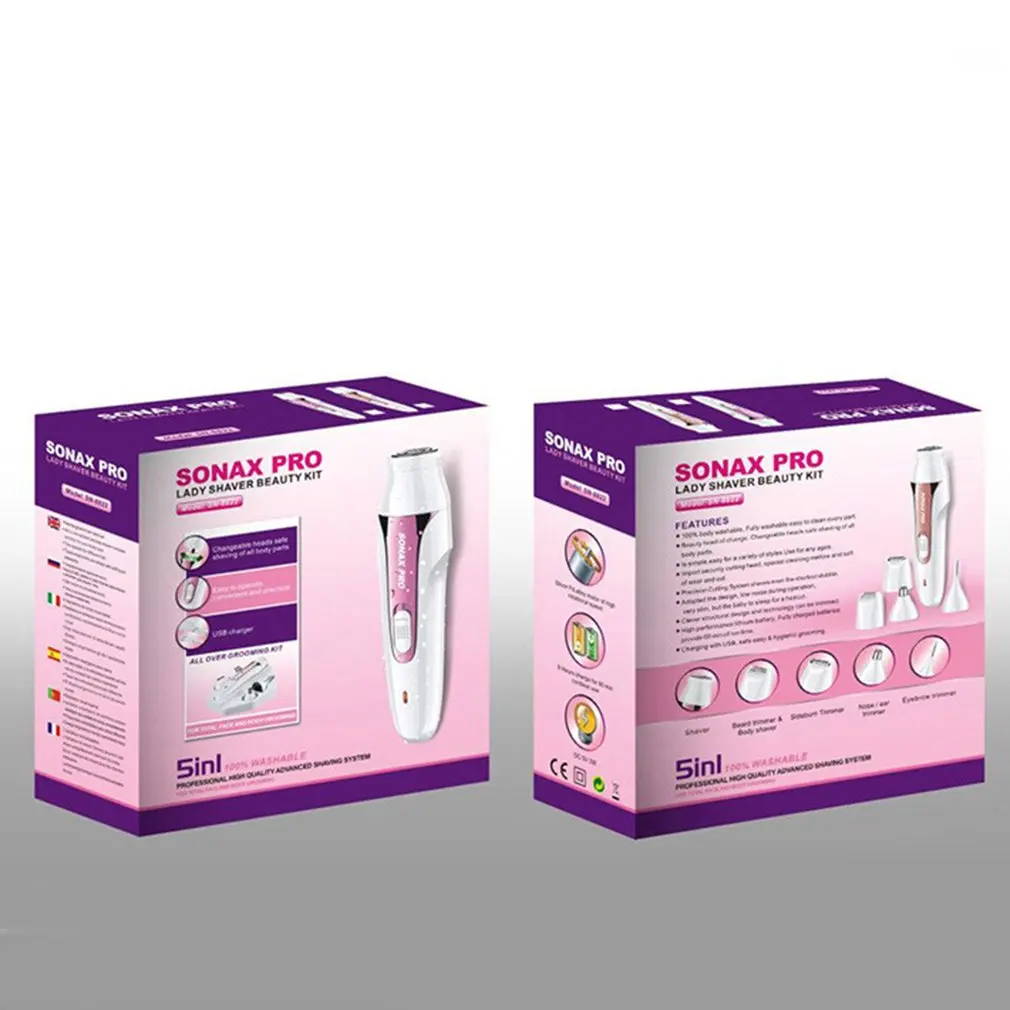 5 In 1 USB Rechargeable Electric Shavers Nose Ear Trimmer Mini Epilator Eyebrow Beard Trimmer Women 4