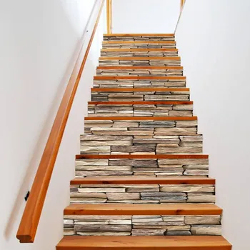

13Pcs/Set DIY 3D Stairway Stickers Stone Pattern Removable Steps Stairs Stickers Floor Wall Decor Decals Sticker Home Decoration